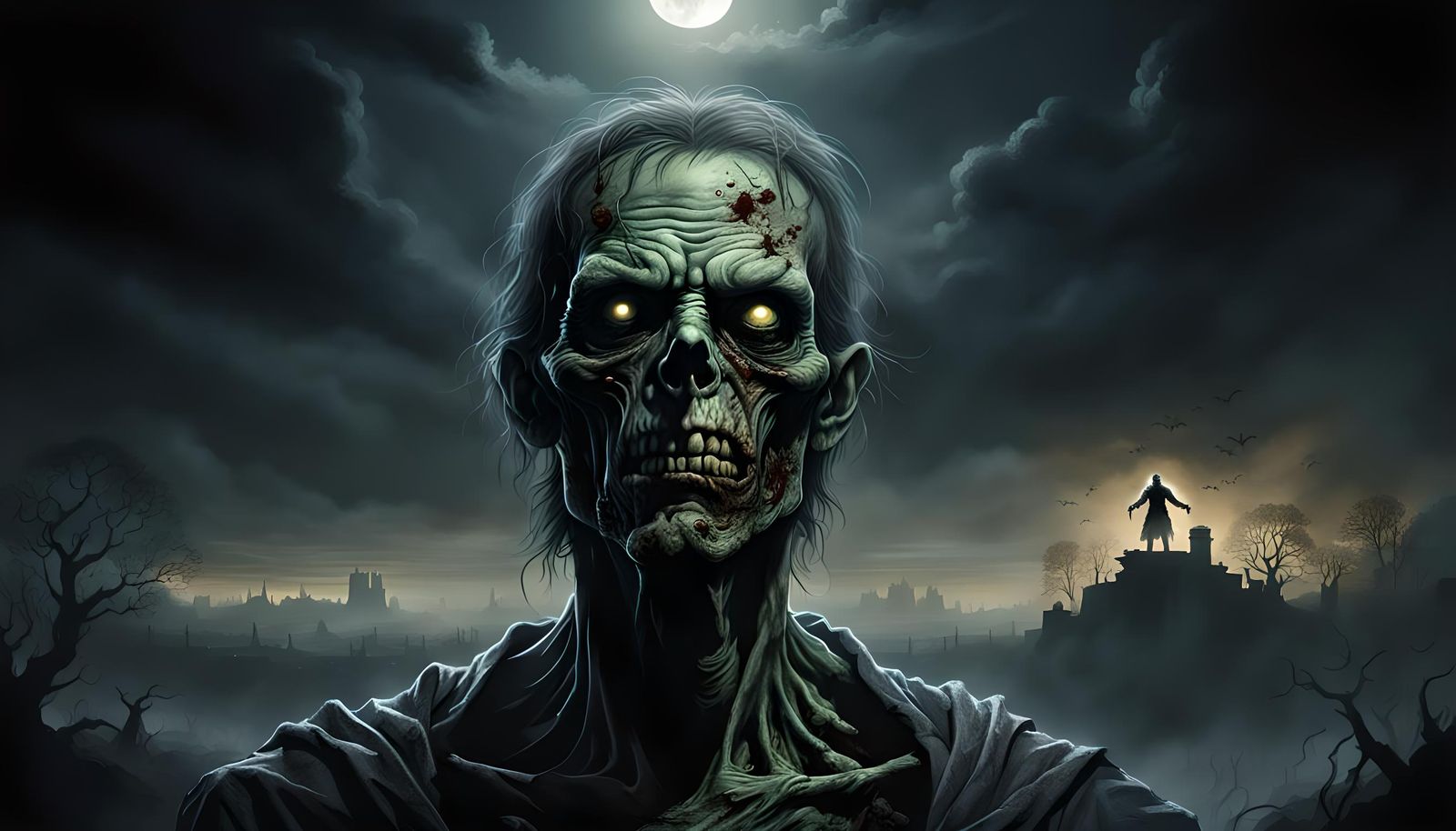 Ominous Zombie Man in a Dark Fantasy Art Style