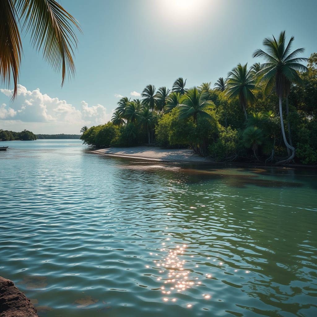 Tropical Island Oasis in a Mangrove Lagoon