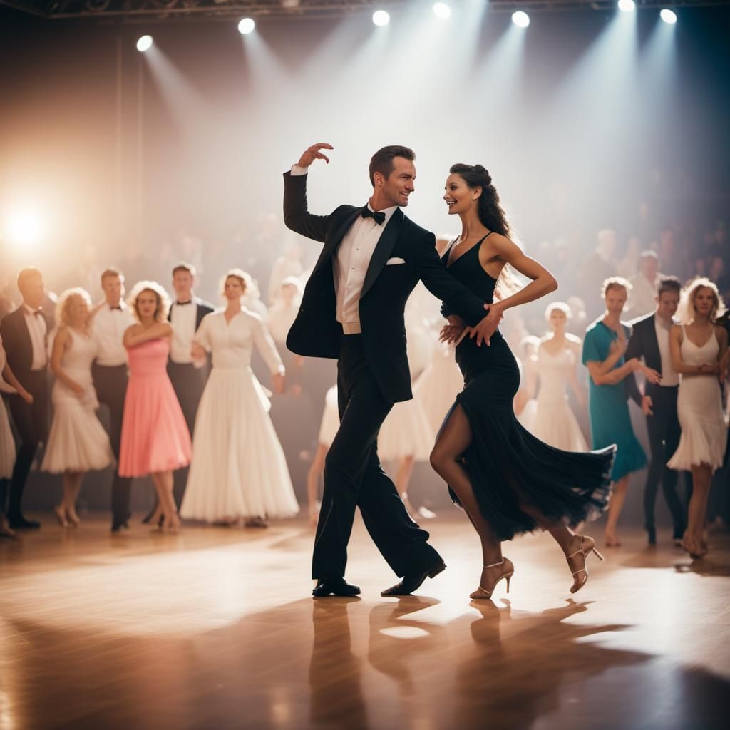 Elegant Cha-Cha Couple in a Street Art Style