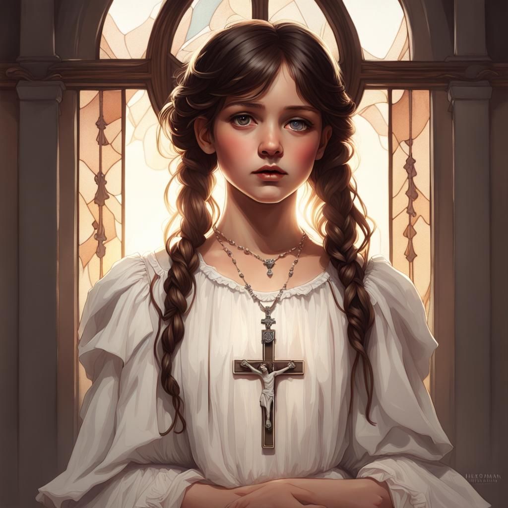 Innocent Girl Portrait in Hyperdetailed Digital Art