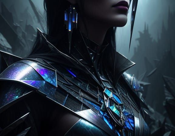 Shattered Stained Glass Armor Dress in Eerie Dystopian Style