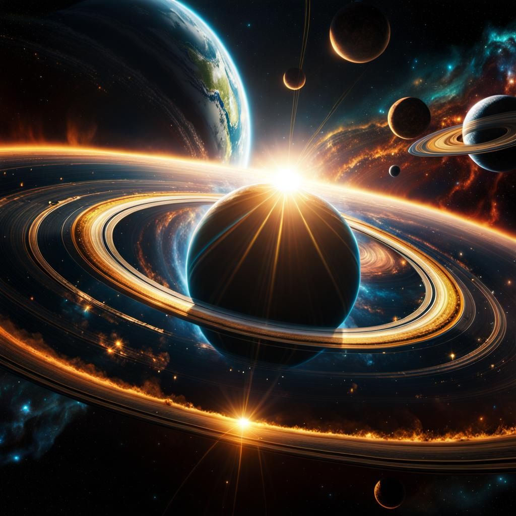 Stunning Ringed Planet in Deep Space Digital Art