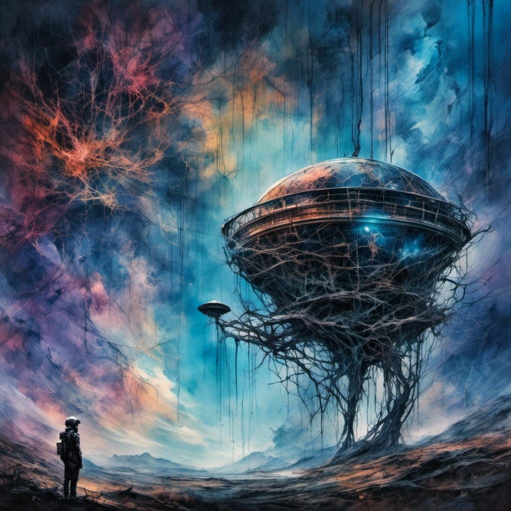 Space Odyssey Meets Alien in Synthwave Neon Retro