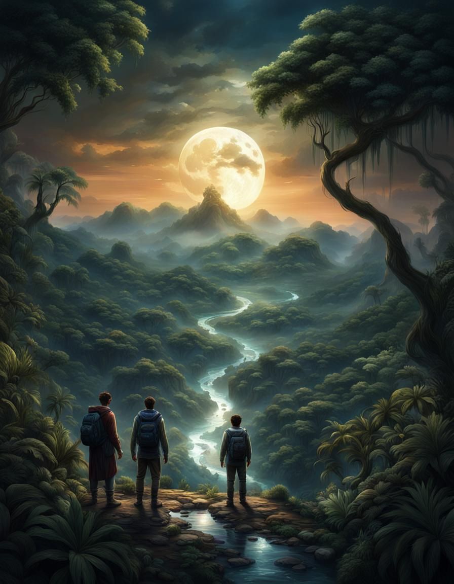 Moonlit Jungle Pass: A Digital Matte Painting