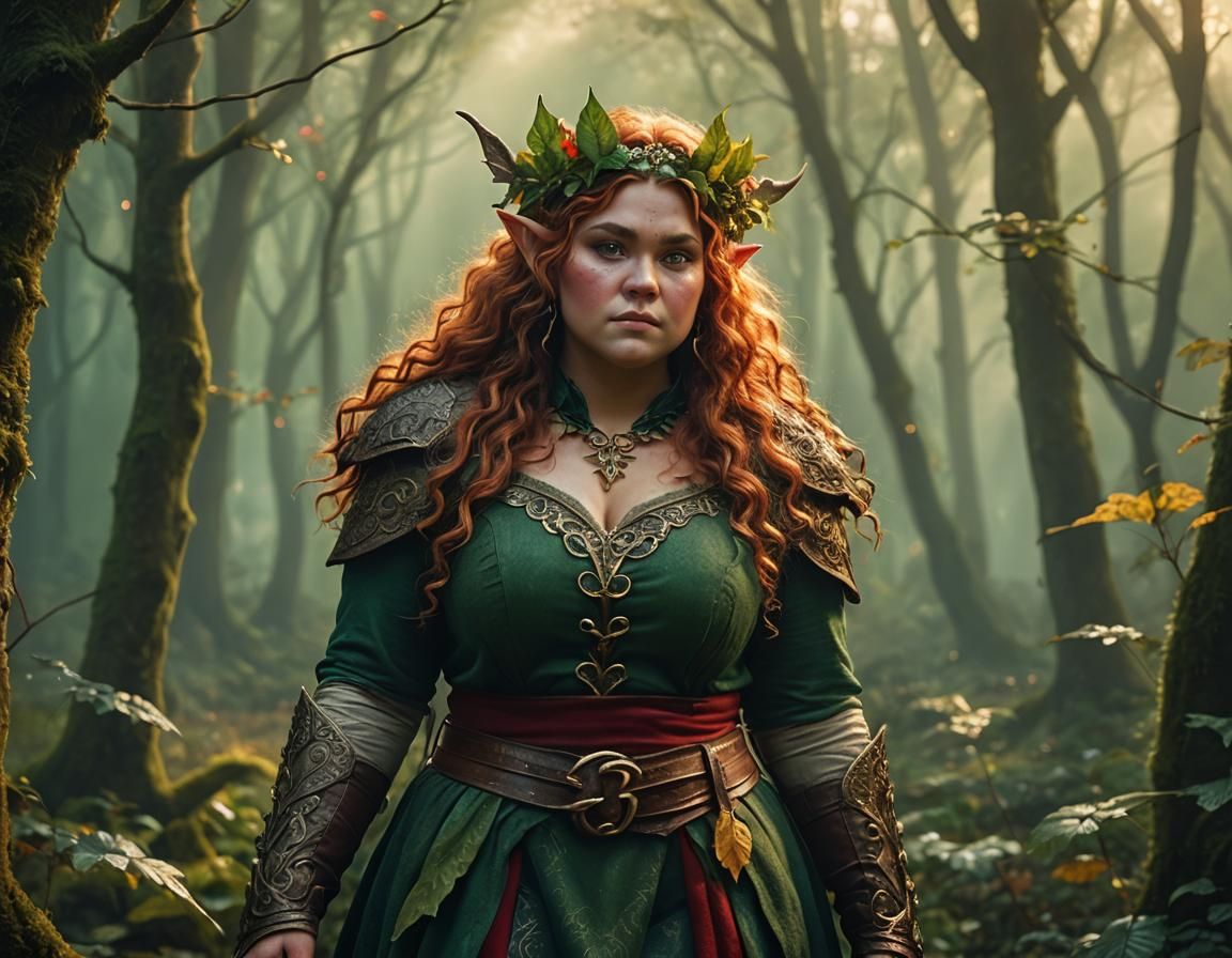 Chubby Elf in Mystical Forest: Fantasy Art
