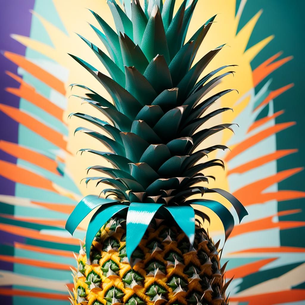 Duct Tape Pineapple in Contemporary Pop Art Style