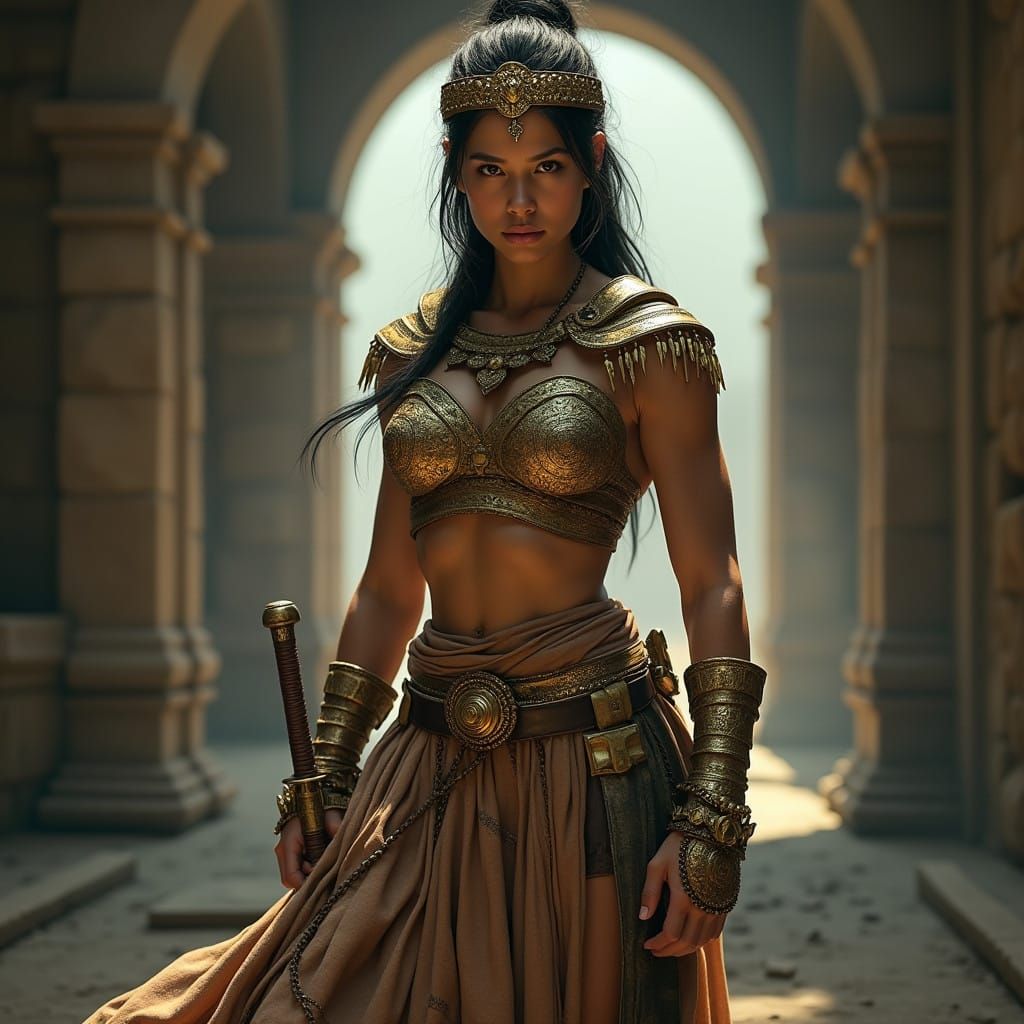 Epic Fantasy Warrior in Ornate Armor