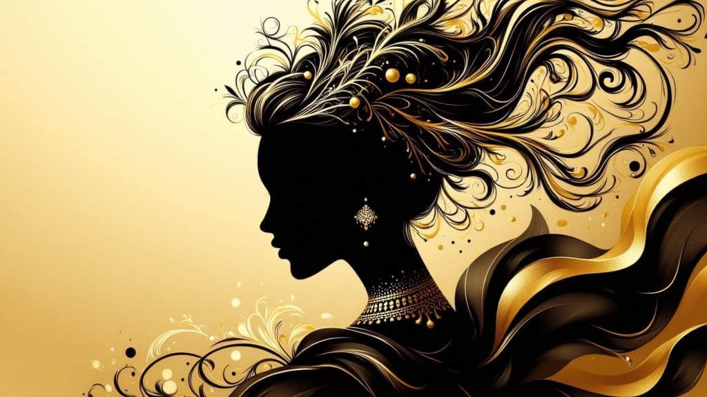 Black And Gold Lady In Luxury