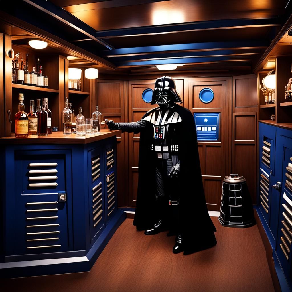 Darth Vader at the TARDIS Drinking Bar