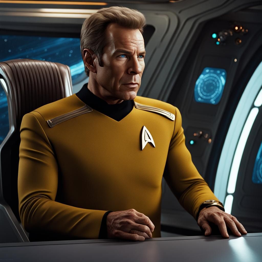 Captain Kirk Portrait in Detailed Matte Painting Style