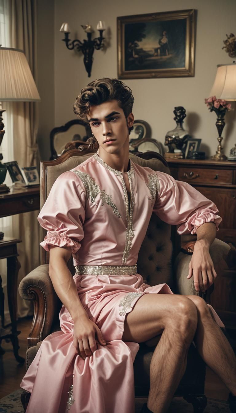 Handsome Young Man Crossdresses in Elegant Prom Dress