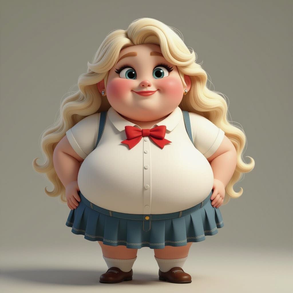 Happy Overweight Girl in Pixar-Style 3D Art