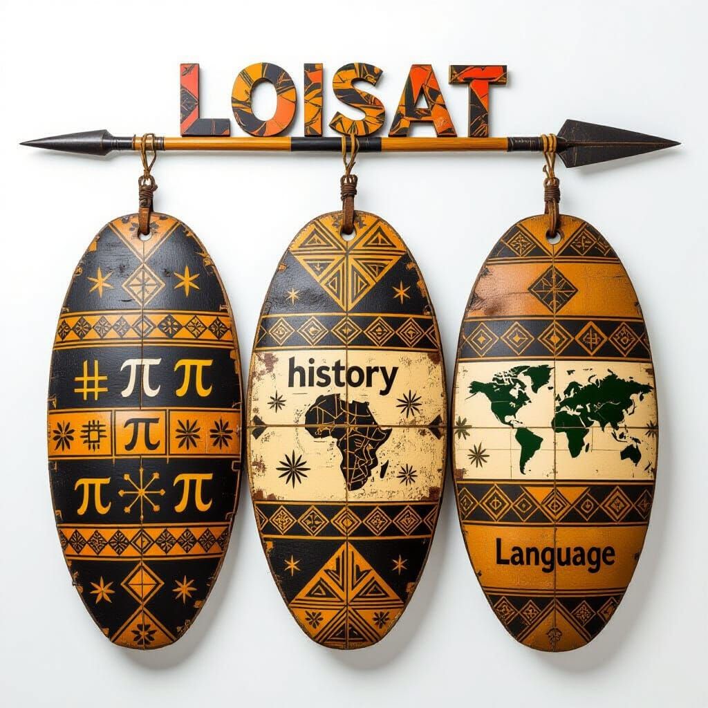 Overlapping African Shields with Math, History, Language