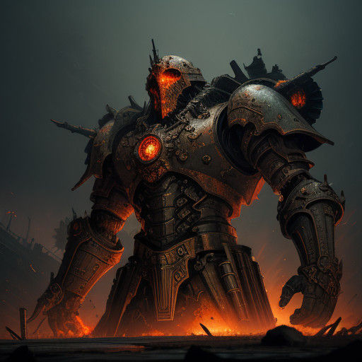 Majestic Iron Harbinger in Dark Fantastical Hues