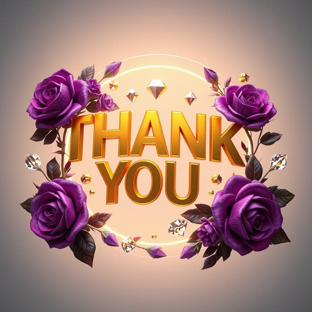 Golden THANK YOU Script in Vibrant Floral Arrangement