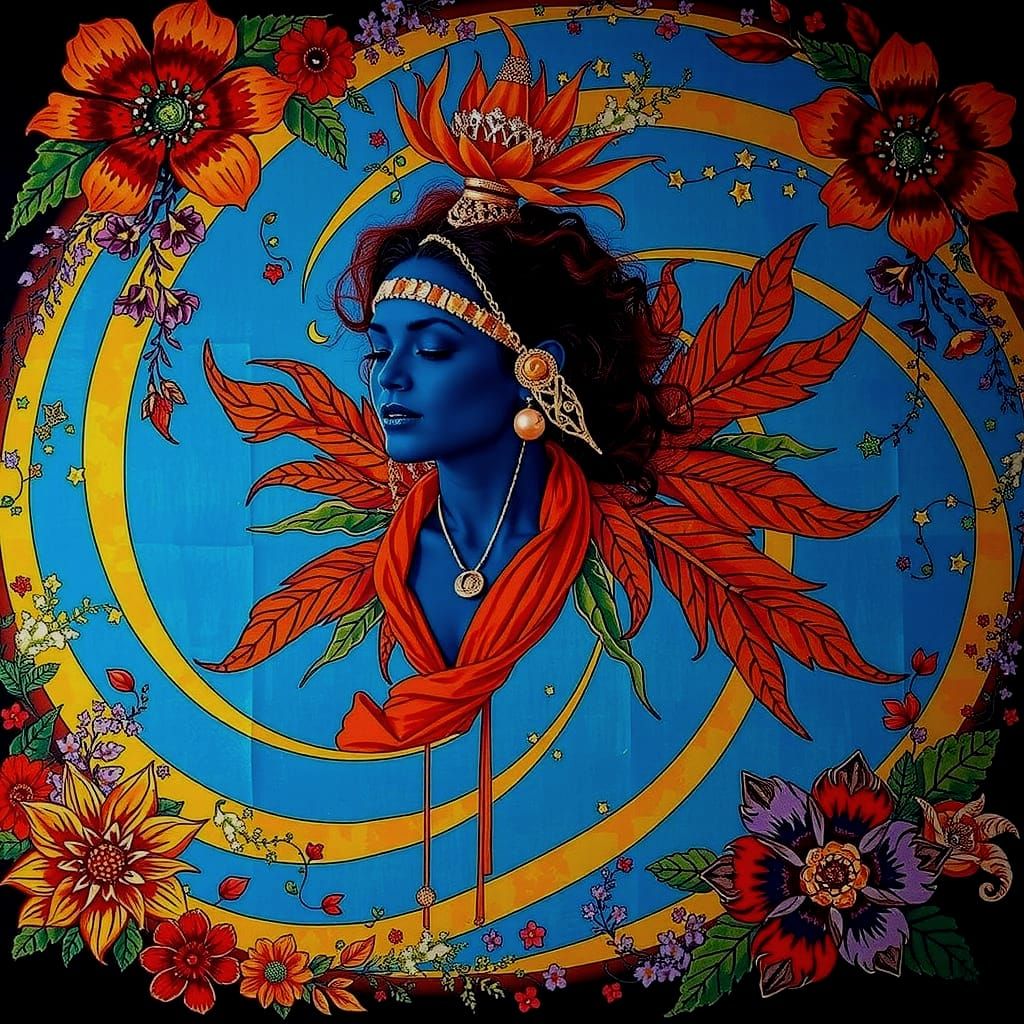 Psychedelic Garden Dream with Cosmic Mystery