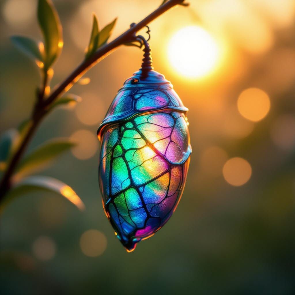 Iridescent Chrysalis Pulsating With Evolving Colors