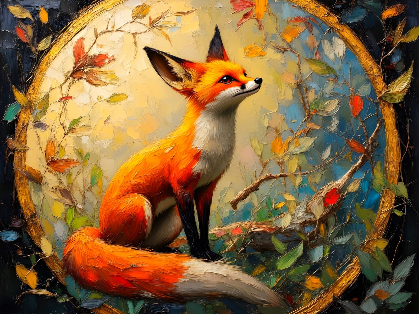 Art Nouveau Fox in Abstract Dreamscape