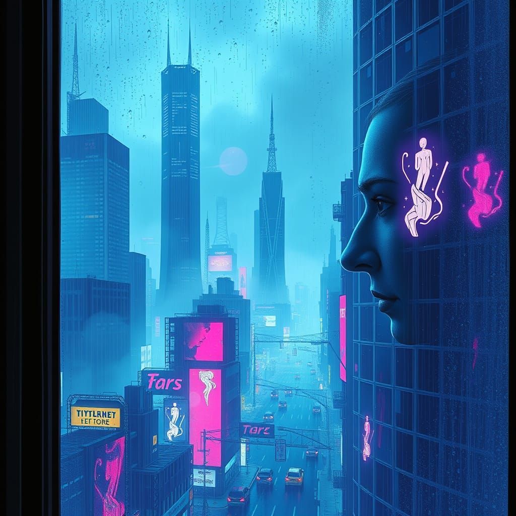 As I looked out over the cyberpunk skyline I noticed my own ...