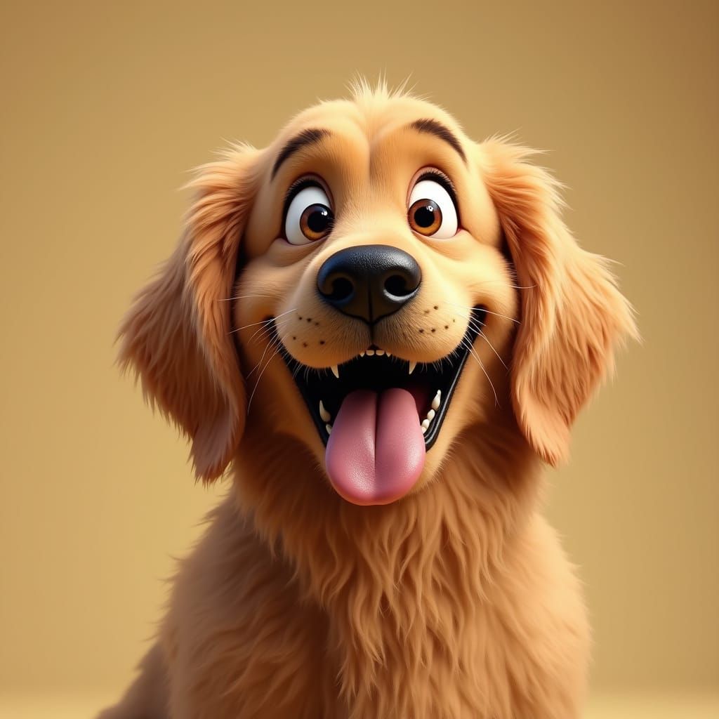 Golden Retriever with Exaggerated Smile in Hyper-Realistic S...