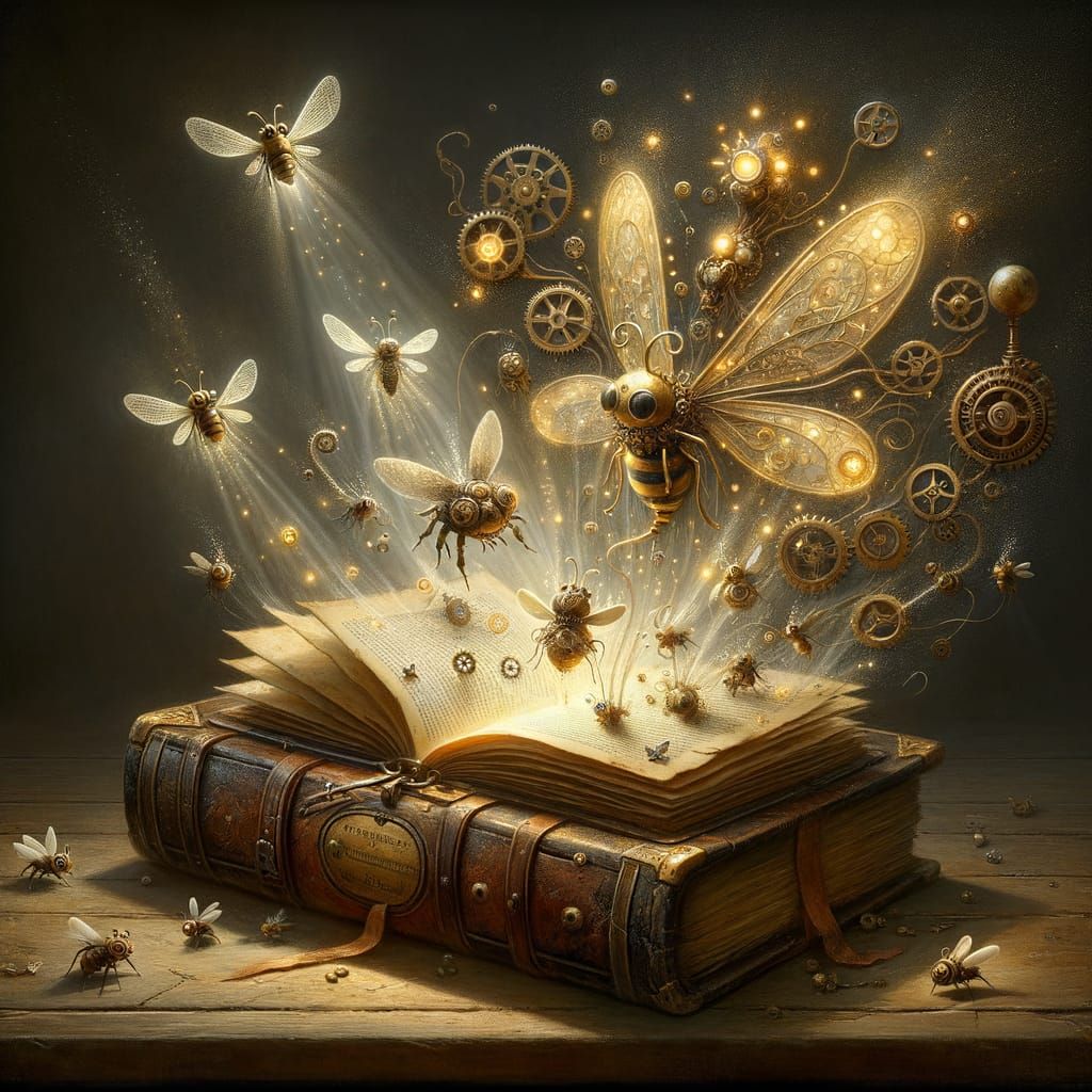 Steampunk Insects and Glowing Book Art