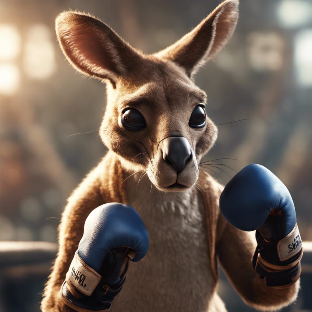 Kangaroo Boxer in 3D Game Cinematic Style