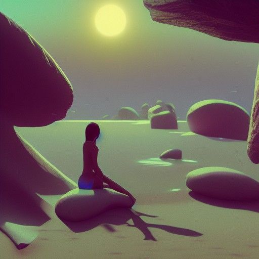 Quantum Dawn Silhouette in Synthwave Style