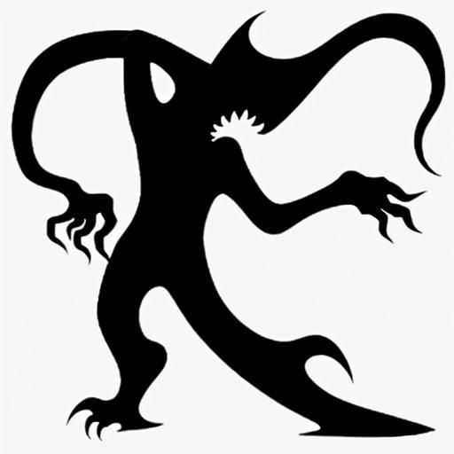 Creepy Shadow Monster: Minimalist Abstract Line Art