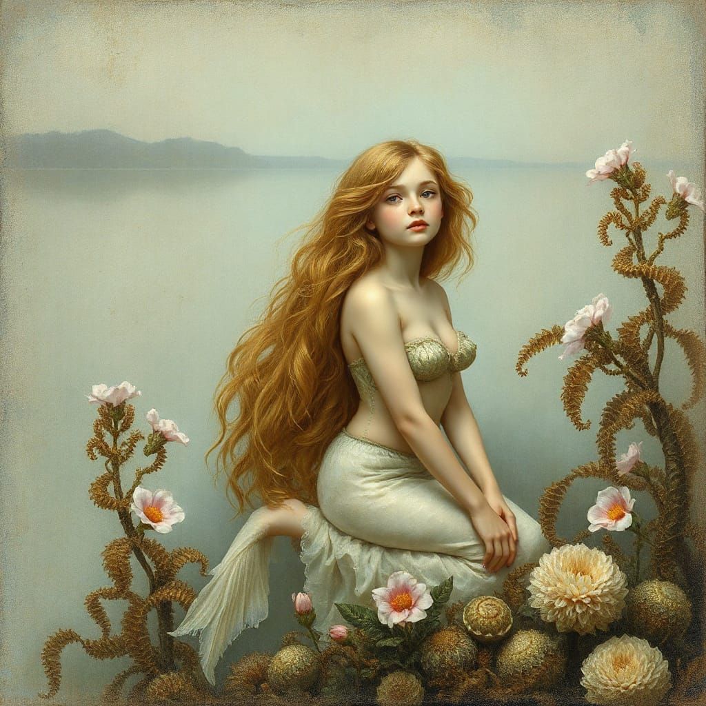 Ethereal Sea Goddess Lost in Dreamy Symbolist Visions