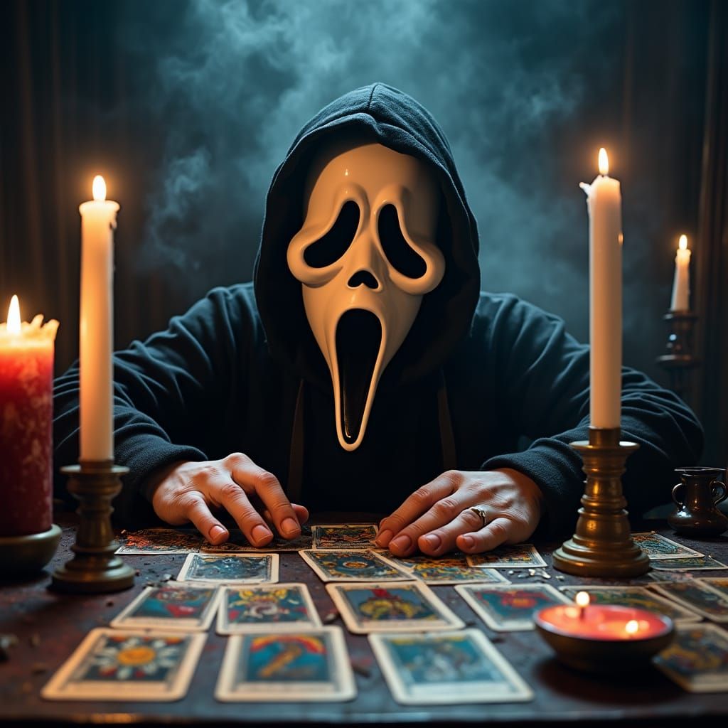 Ghostface Tarot Portrait in Dark Gothic Style