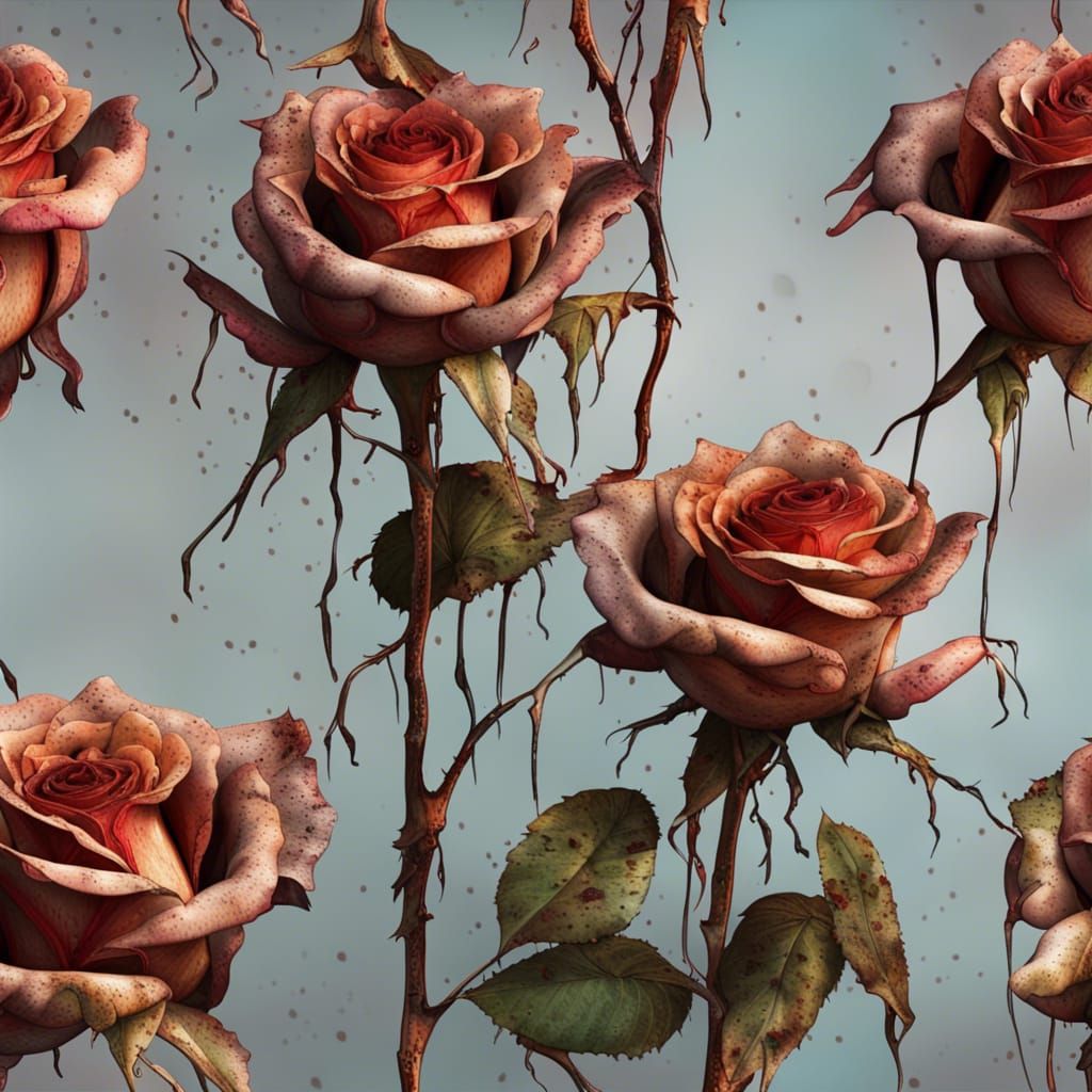 Photorealistic Wilting Rose in Urban Decay