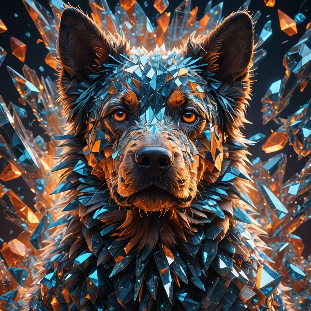 Crystal Dog Portrait in Unreal Engine 5 Style