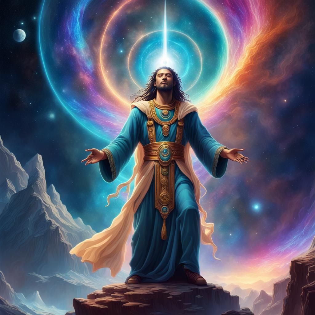 Epic God Creates Beings Through Song in Space