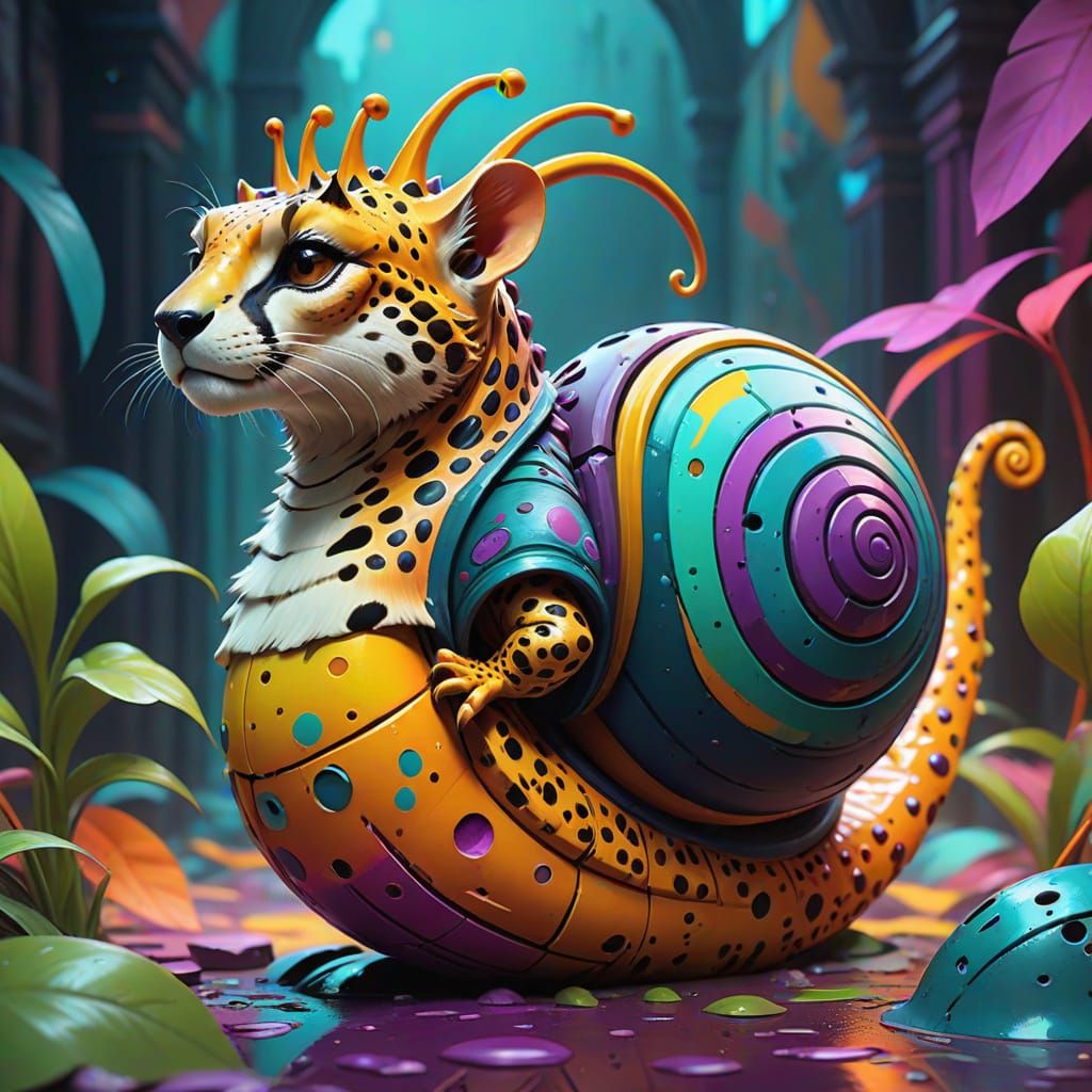 Hyper-Realistic Cheetah-Snail Concept Art in Disney-Inspired...