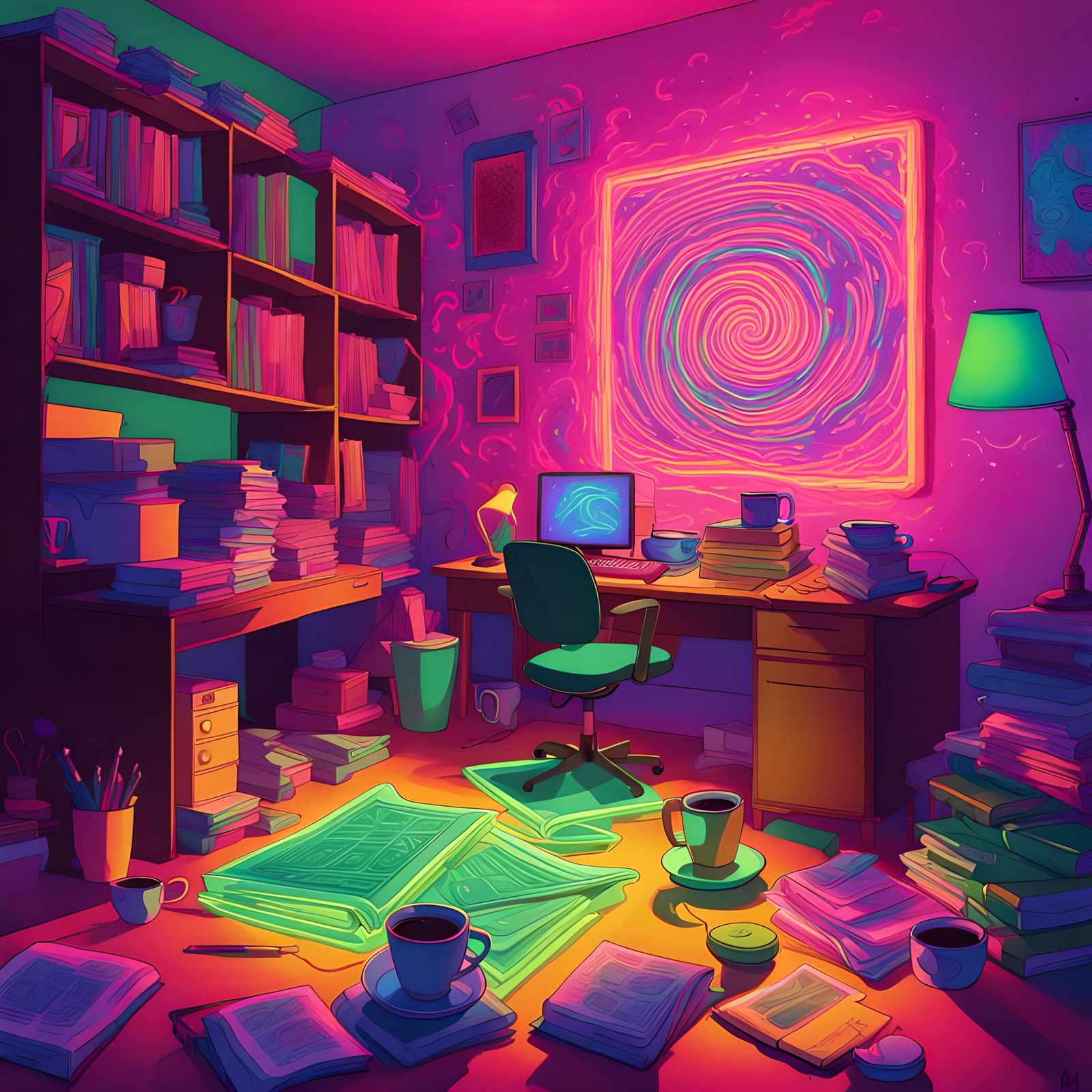 Fluorescent Colors Poster Art for Dorm Room