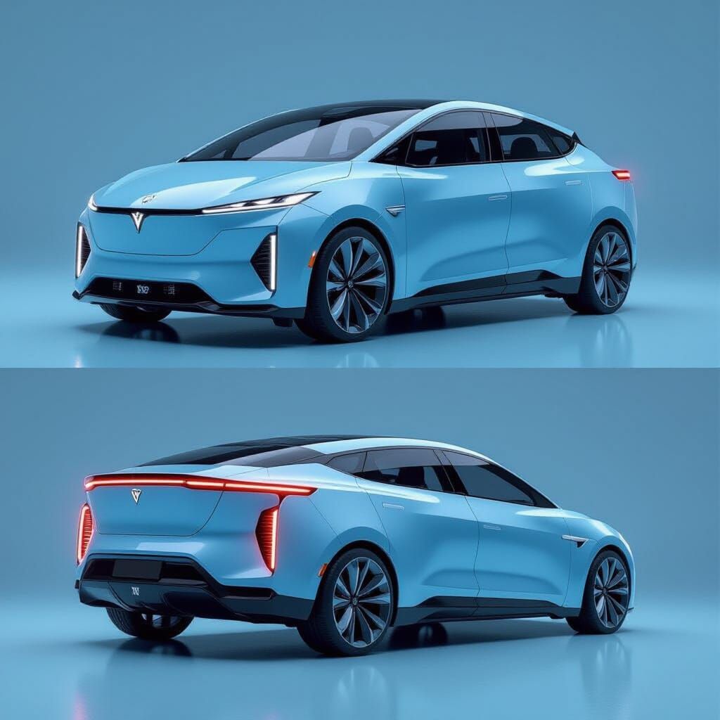 Futuristic Aerodynamic E-Van in Minimalist Style