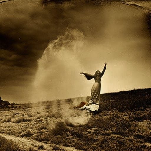 Vintage Witchcraft Image in Sepia Tones