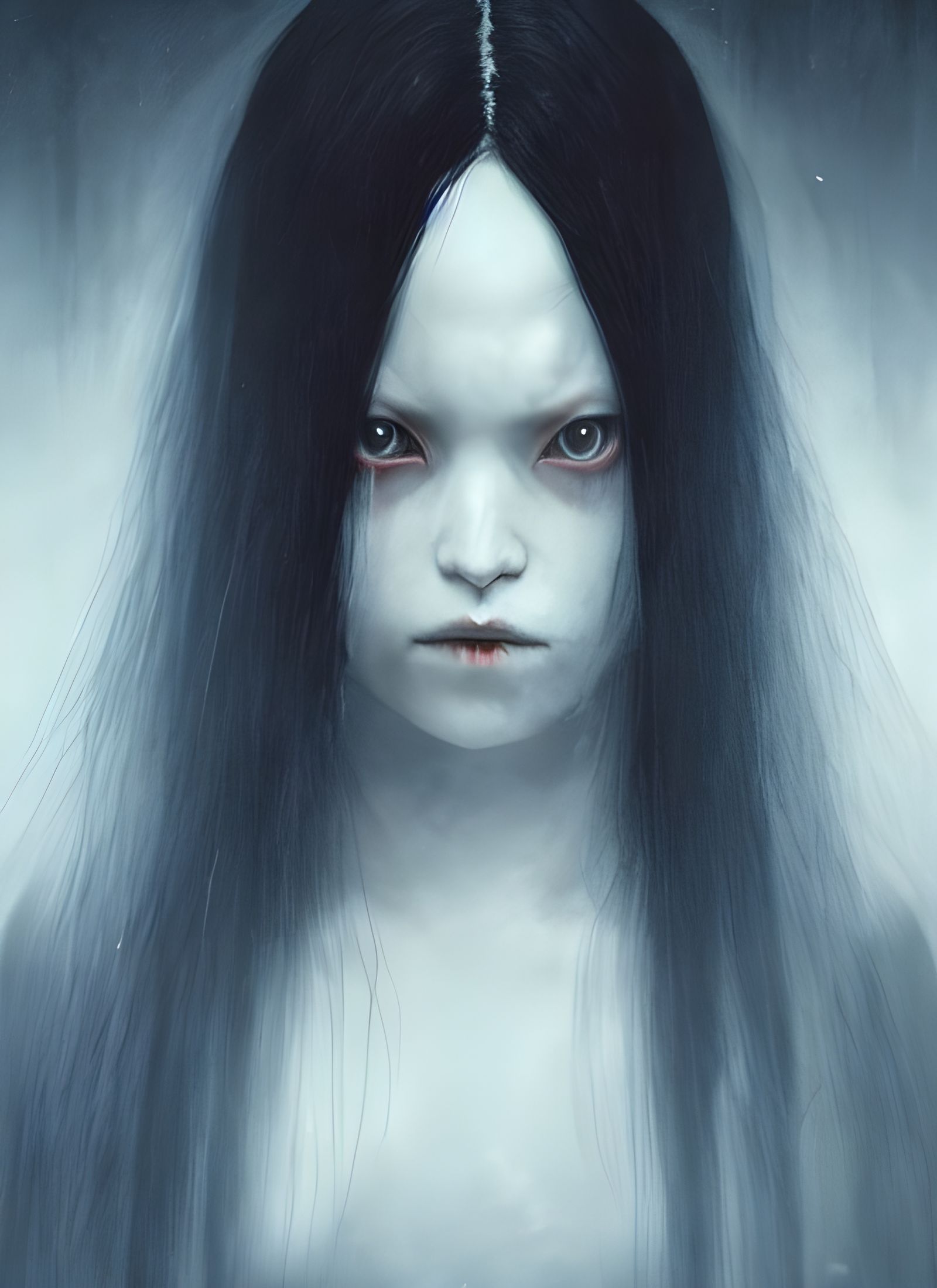 Ominous Portrait Inspired by Japanese Horror, by Rutkowski