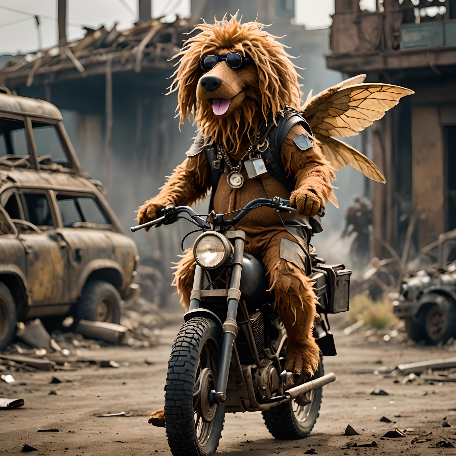 Post-Apocalyptic Fairy Rides Mr. Snuffleupagus