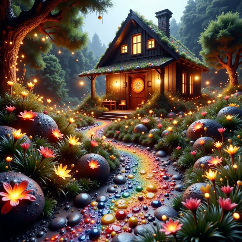 Enchanting Garden Path to Rustic House