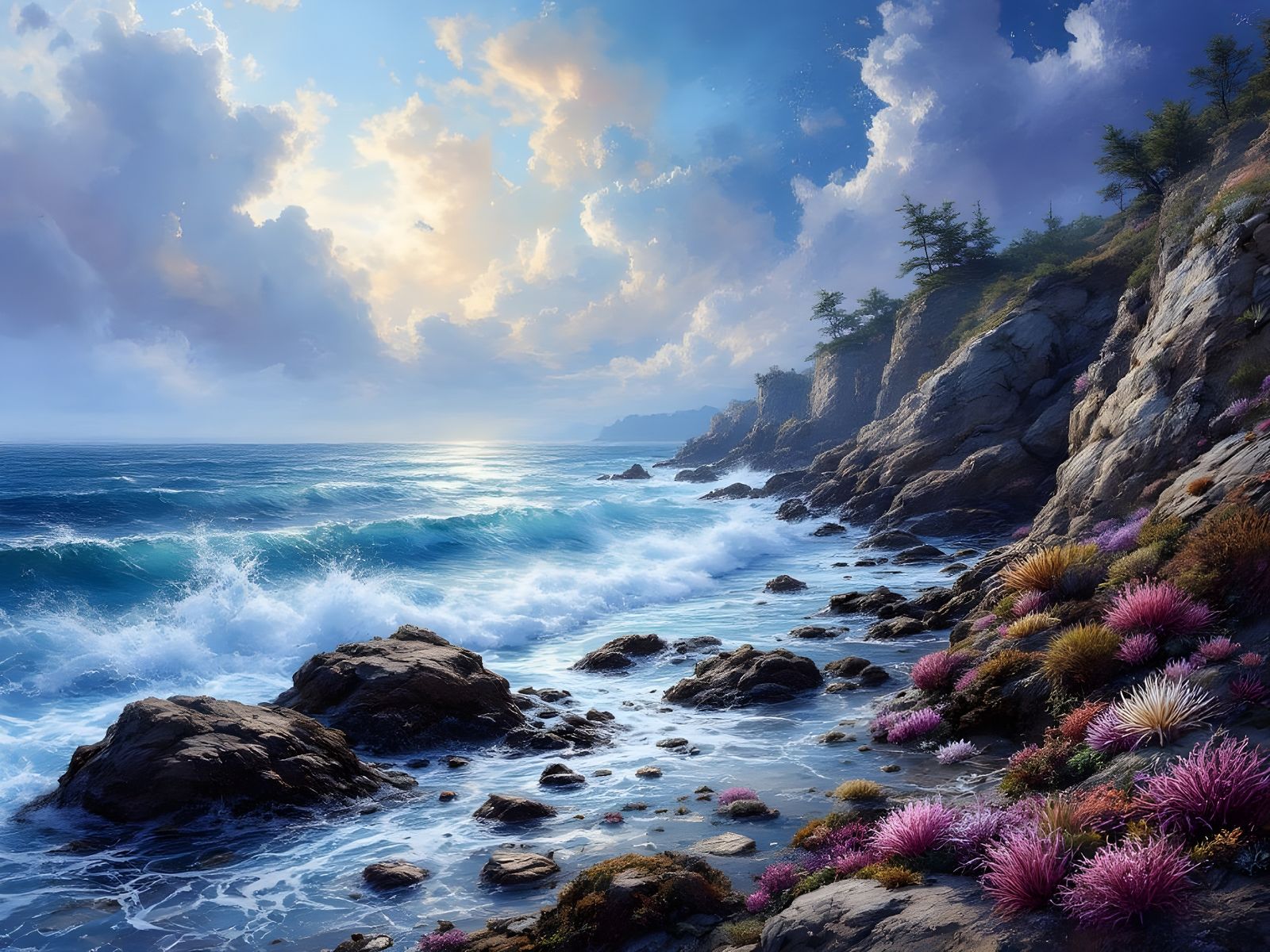 The cliffs of the rocky shore