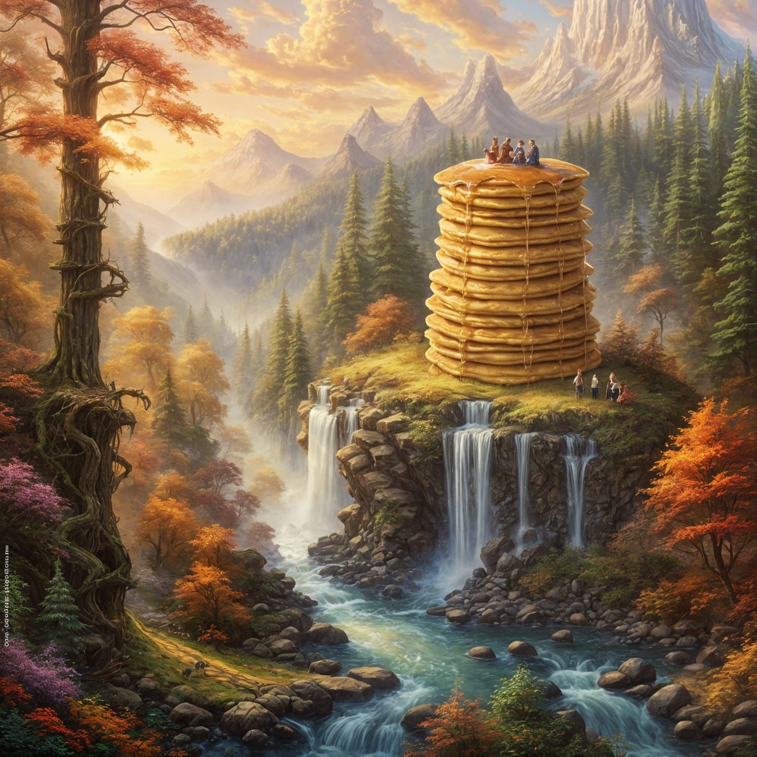 Pancake Waterfall Fantasy Landscape