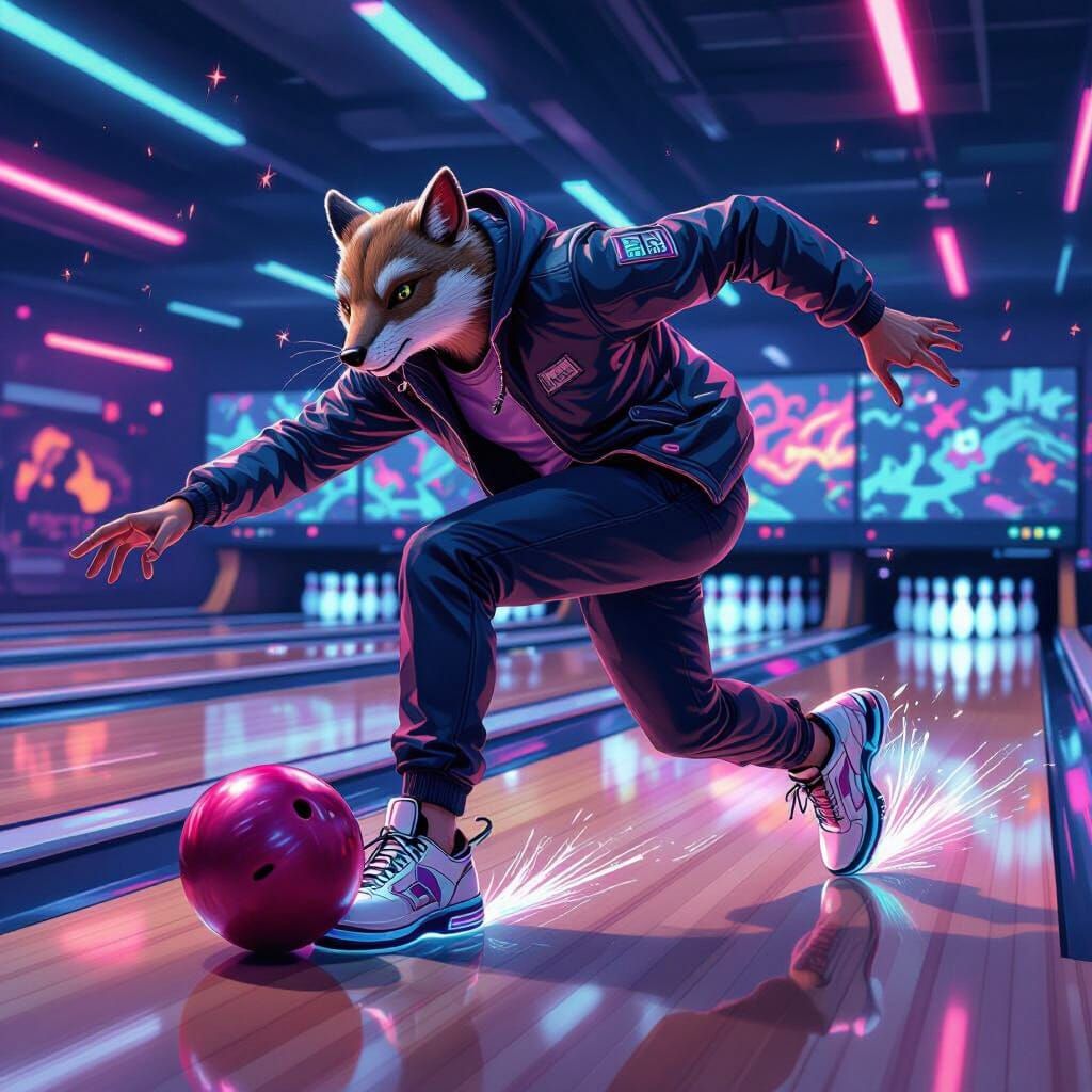 Dinosaur Bowling in Neon Style