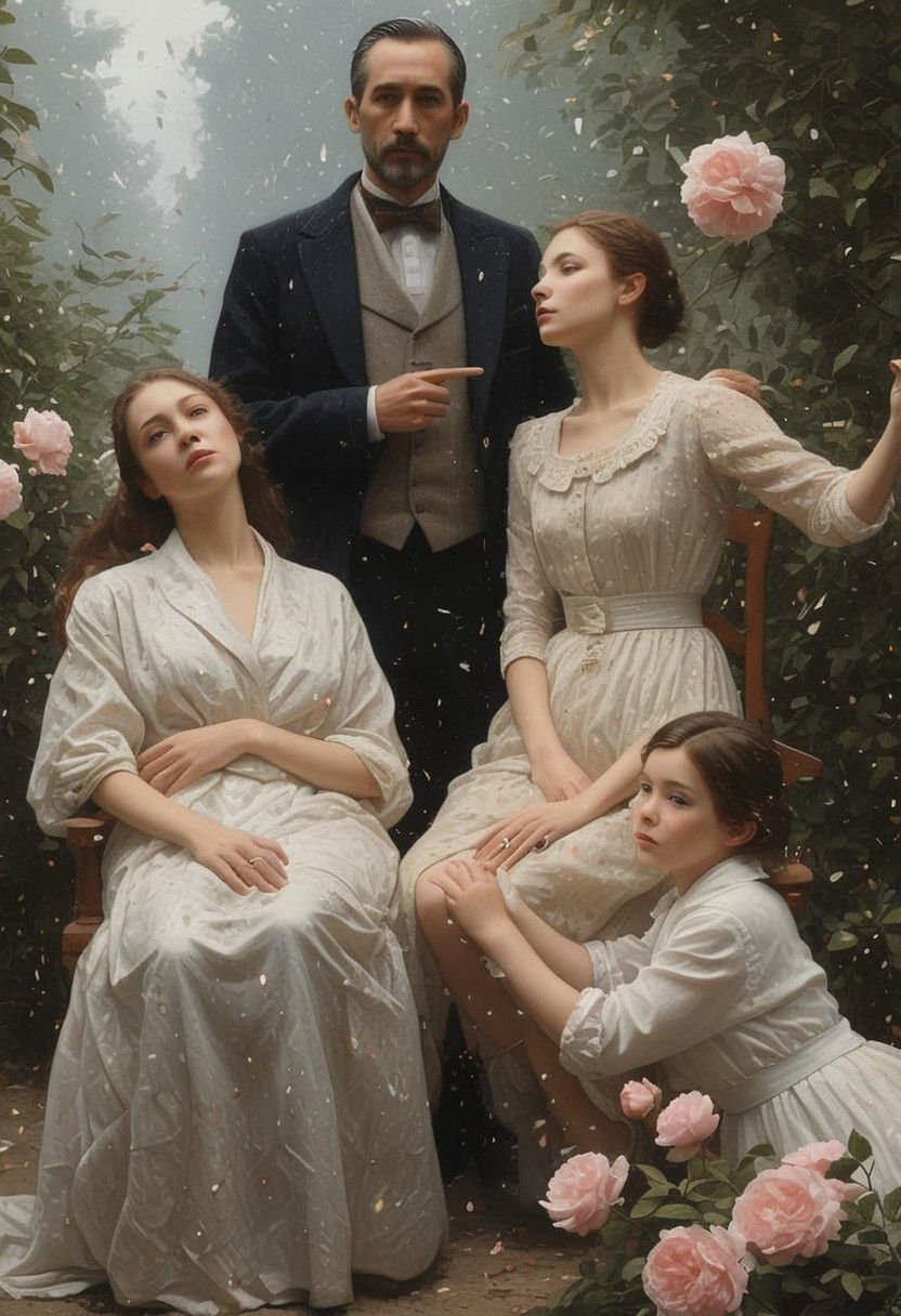 Father pointing at his drooping Flowers...