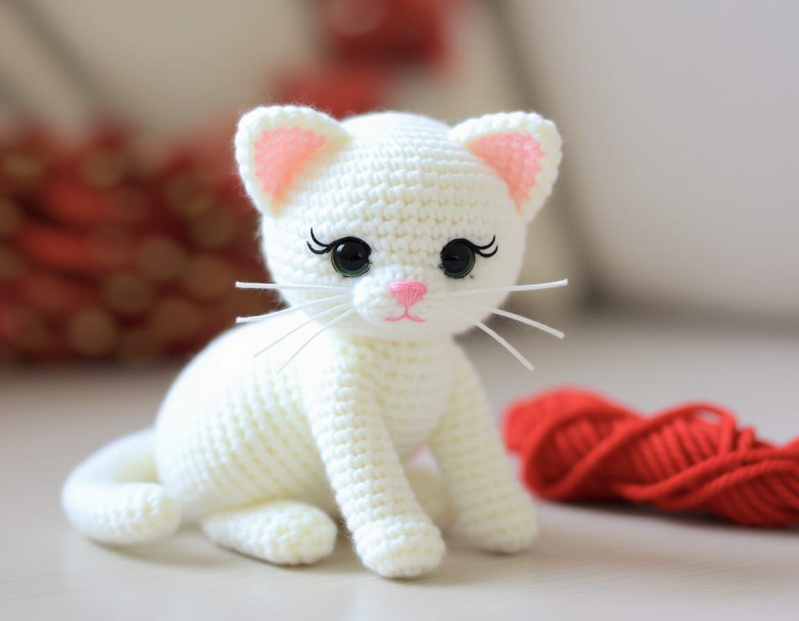 Cute Crochet Kitten Made From Yarn