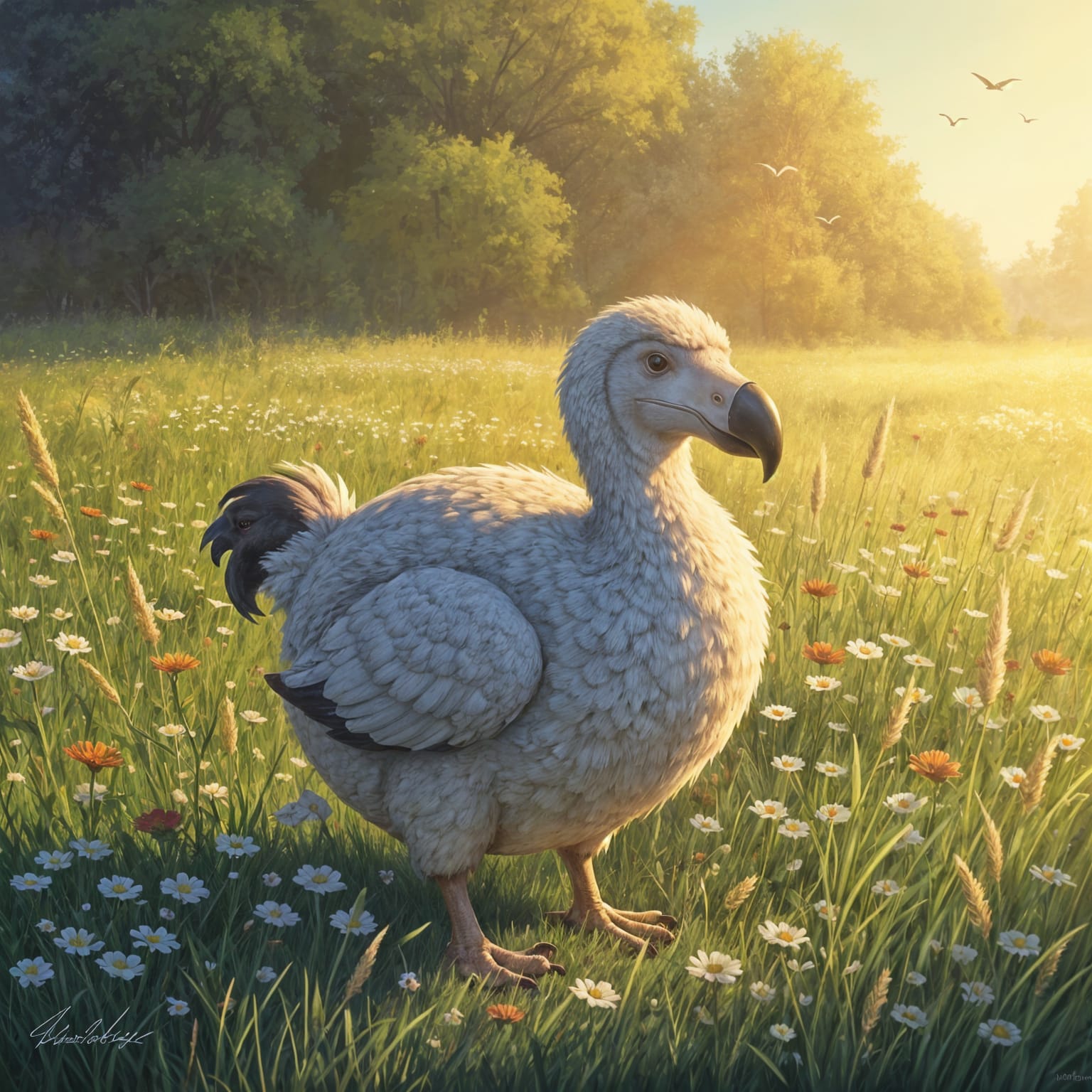 Dodo in Sun-Drenched Meadow, Pastoral Realism