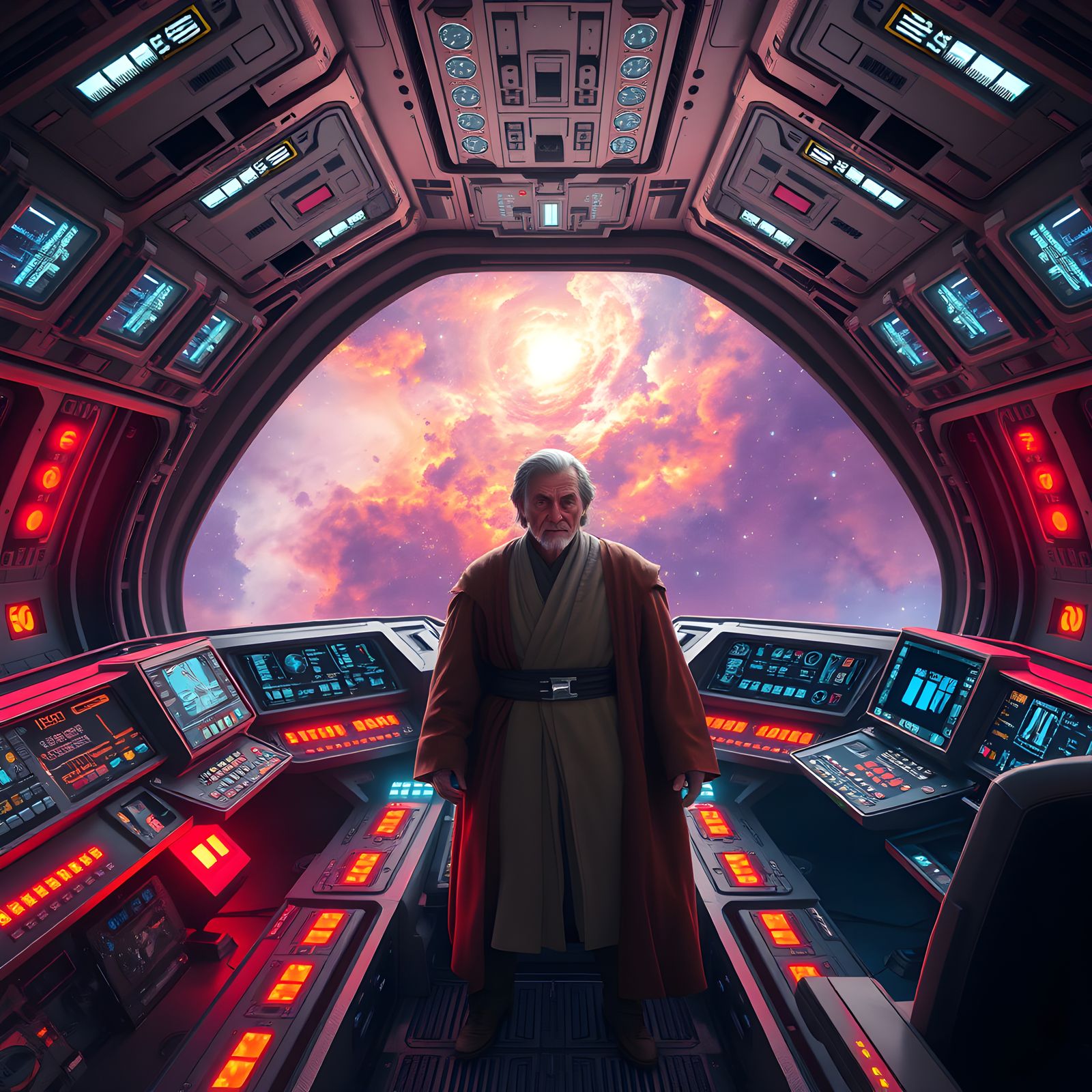 Obi Wan in Star Wars Spaceship