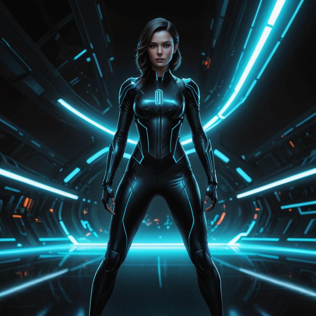 Neon Lines and Catsuit in Tron Legacy Style