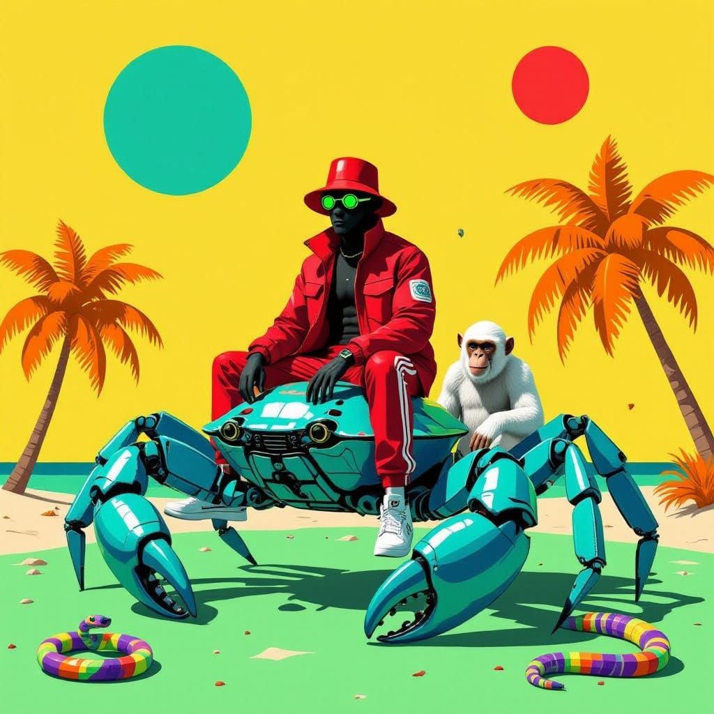 Mechanical Crab Island Scene in a Futuristic Landscape