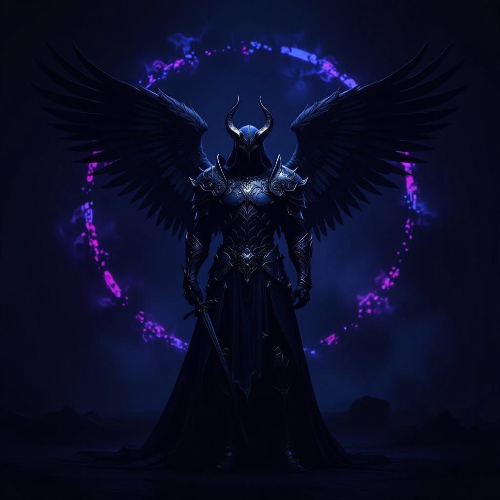 Fallen Angel in Ornate Armor, Dramatic Fantasy Art